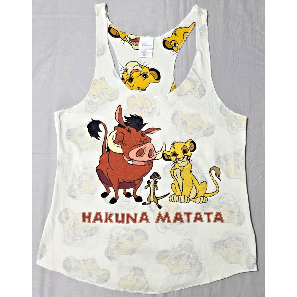 Disney The Lion King Simba Pumbaa Timon Reversible Tank Top Hakuna Matata Size M